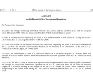 Texto del Acuerdo Constitutivo de la Fundación EU-LAC