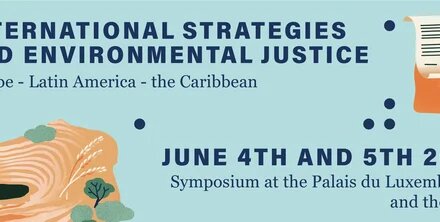 Poster of the event "International Strategies and Environmental Justice"